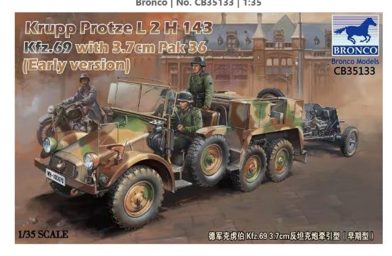 Picture of 1/35 Krupp Protze Kfz.69 L2H143 with 3.7cm PaK 36 Early – Bronco Model CB35133