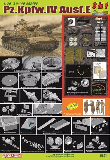 Picture of 1/35 Pz.Kpfw.IV Ausf.E 3‑in‑1 w/Bonus Figures – Dragon 6874