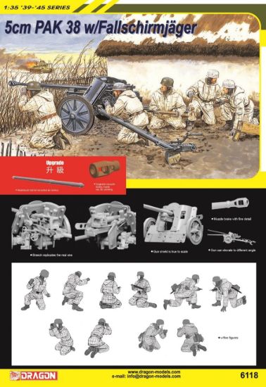 Picture of 1/35 5cm PaK 38 with Fallschirmjäger Crew – Dragon 6118