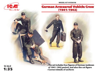 Picture of 1/35 German Armoured Vehicle Crew (1941-1942) (4 figures and cat)   - ICM 35614