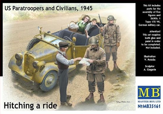 Picture of Hitching a ride, US Paratroopers and Civilians, 1945 