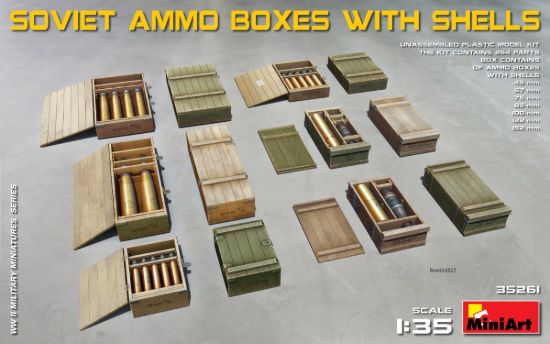 Picture of 1/35 Scale Soviet Ammo Boxes with Shells – MiniArt 35261