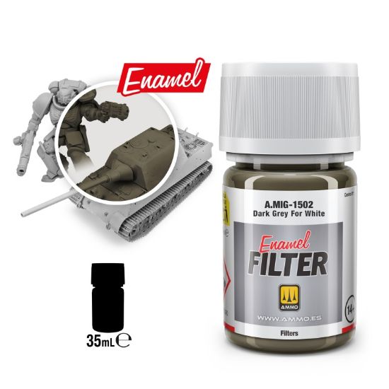 Picture of Filter Dark Grey for White – AMMO A.MIG-1502