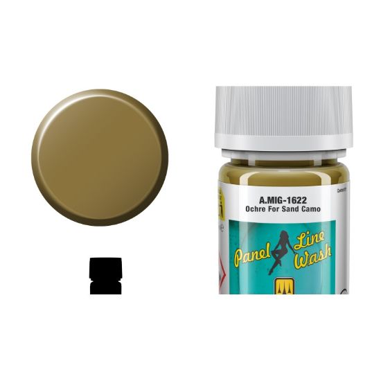 Picture of PLW Ochre for Sand Camouflage Panel Line Wash – AMMO A.MIG-1622