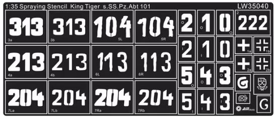 Picture of 1/35 WWII German King Tiger s.SS.Pz.Abt.101 Decals – Alliance Model Works LW35040