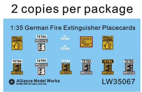 Picture of 1/35 WWII German Fire Extinguisher Placards – Alliance Model Works LW35067