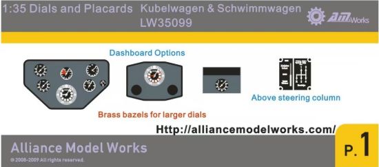 Picture of 1/35 Vehicle Dials & Placards Kübelwagen & Schwimmwagen – Alliance Model Works LW35099