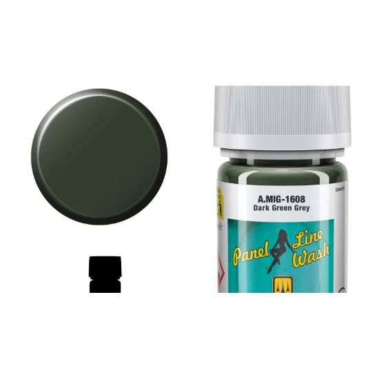 Picture of PLW Dark Green Grey Panel Line Wash – AMMO A.MIG-1608