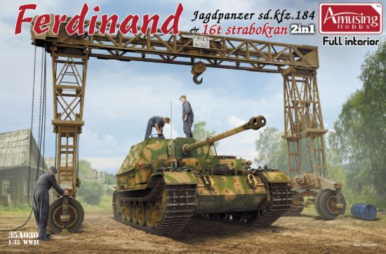 Picture of 1/35 Sd.Kfz.184 Ferdinand with 16t Strabokran  – Amusing Hobby 35A030